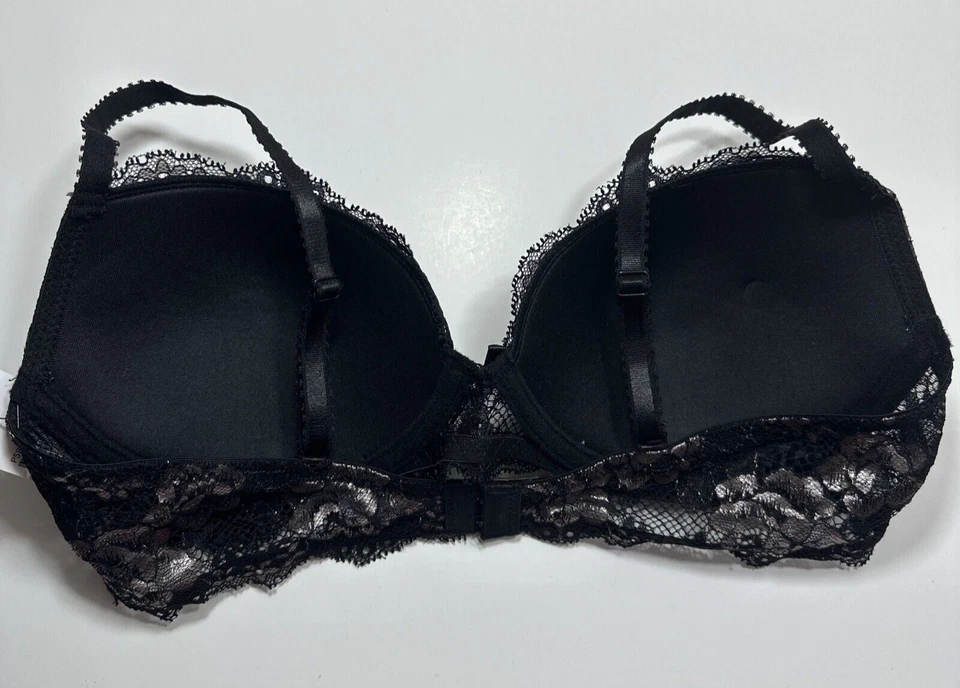 Sujetador Paramour Felina Negro Plata Encaje Con Aros Ligeramente Acolchado Talla 36C 5826 Foto 4 de 4