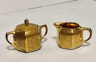 Tillowitz of Silesia and Silesia 24k gold-encrusted Sugar & Creamer.