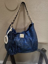 Tory Burch Blue Split Large Piece of Art Leather Handbag. Cond.is V.Gd