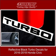 Black Reflective Turbo Decals For 2016-2018 Honda Civic 2 Decals Black Reflective Turbo Decals For 2016-2018 Honda Civic 2 Decals