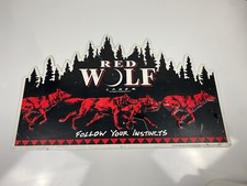 Vintage 30x20 1994 Red Wolf Beer Tin Metal Sign Budweiser Anheuser Busch