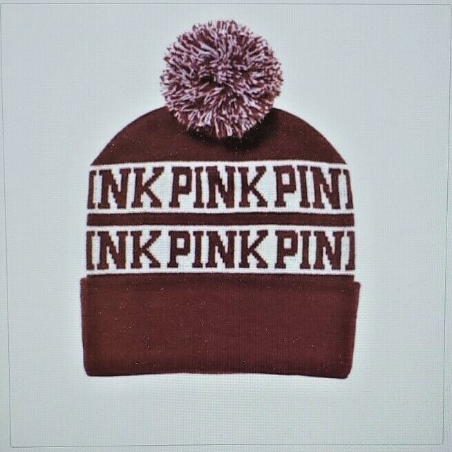 NWT PINK VS Beanie VICTORIAS SECRET PINK BEANIE HAT KNIT WINTER POMPOM VICTORIA  main image 3