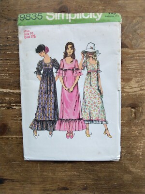 9835 High Waist Maxikleid Rüschen Gr. 10 ungeschnitten Vintage Simplicity Schnittmuster