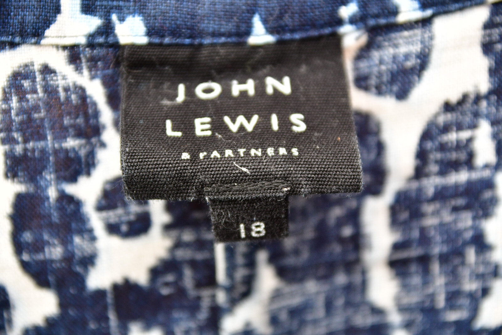 John Lewis animal print blue white linen dress size 18 eBay