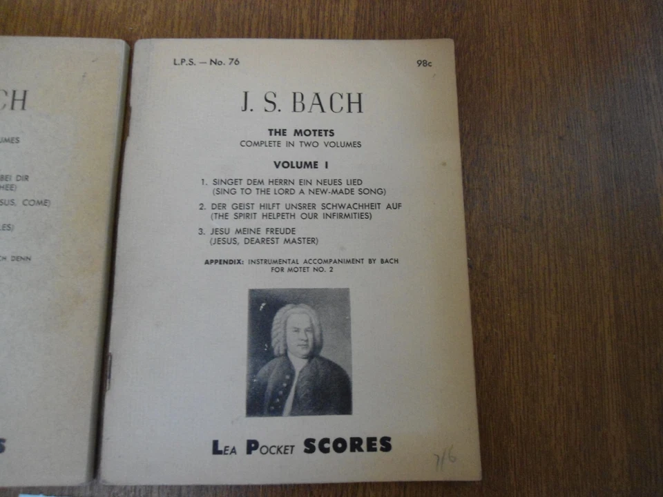COMPLETE in 2 Volumes BACH The Motets Vol. 1 & 2 - Lea Pocket Scores No.76 & 77 - Image 2 of 4