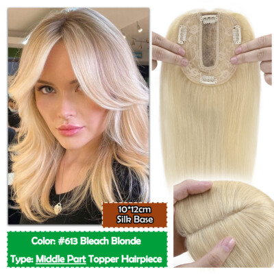 Damen Indisches Echthaar Top Topper Toupee Extensions Clip In Toupet Haarteil DE
