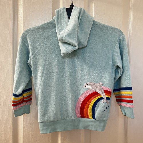 Hanna Andersson Mermaid Dolphin Rainbow Applique Terry Hoodie Girls SZ 110 US 5 - Picture 9 of 14
