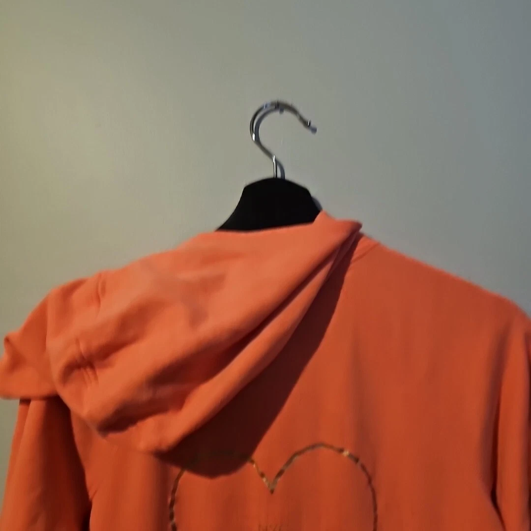 UNDERCOVER Felpa con cappuccio VICTORIA'S SECRET rosa logo cuore piccolo cerniera intera