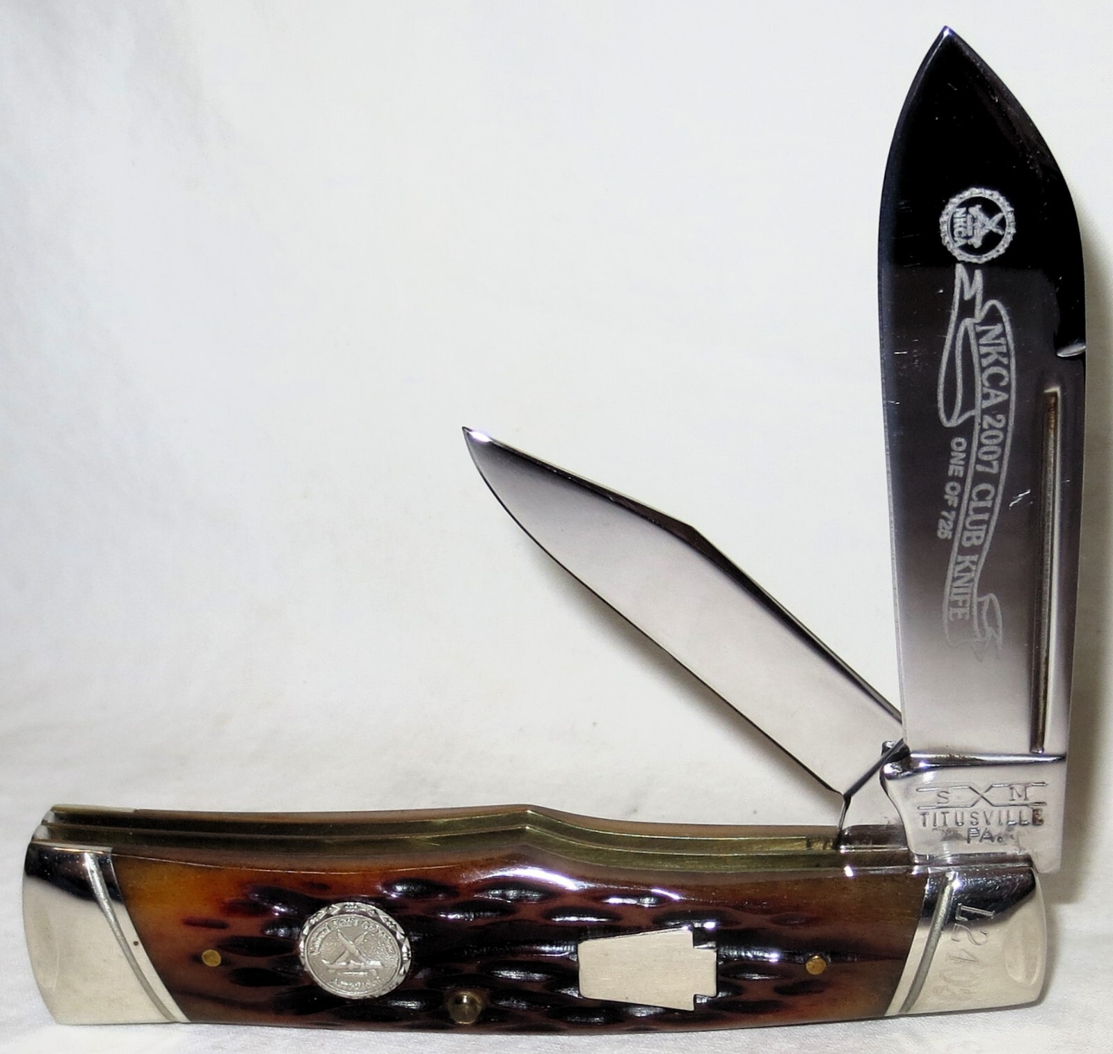 Schatt & Morgan Bone Gunstock Pocketknife 2007 NKCA Club Knife Queen Cut. #L2403