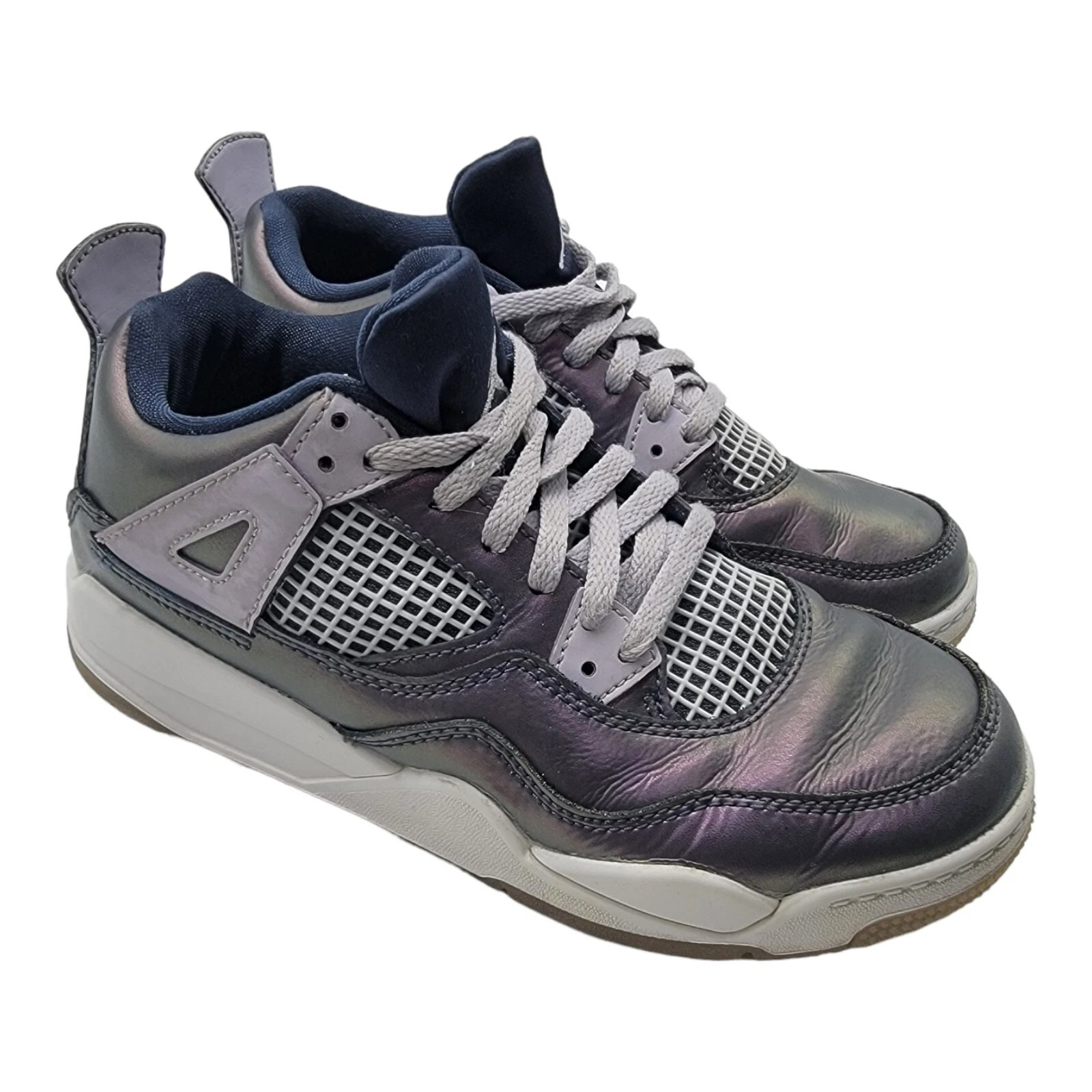 Scarpe Nike giovani taglia 2 Air Jordan 4 retrò BQ9042 400 atletiche blu grigio