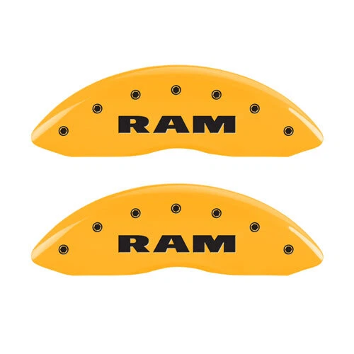 Dodge "Ram" 3500 2019-2023 cubiertas de pinza de disco de freno MGP amarillas delanteras + traseras 4 piezas Foto 3 de 4