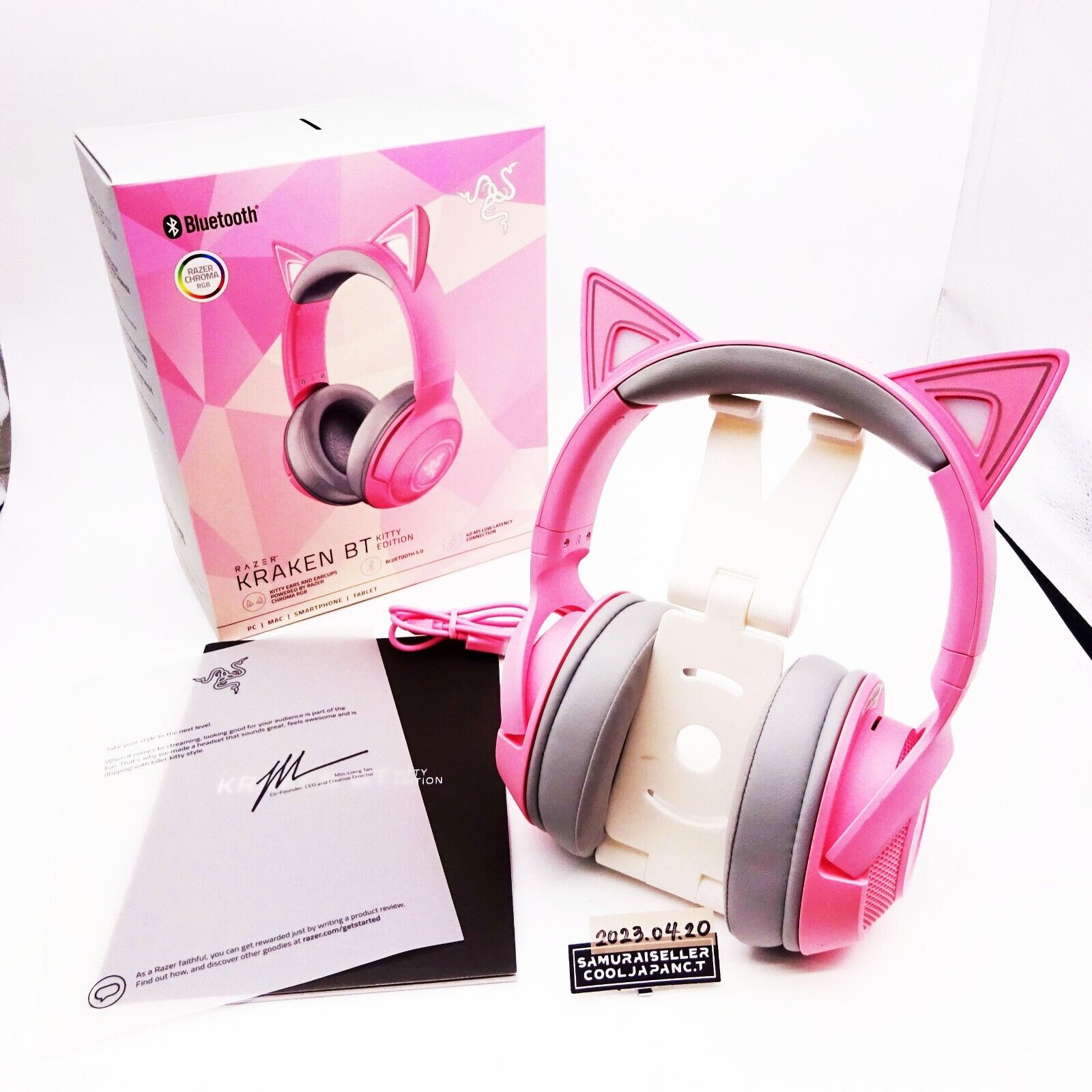 Auriculares Gamer Razer Kraken Bt Kitty Edition Quartz Inalámbricos Rosa  Con Led Rgb