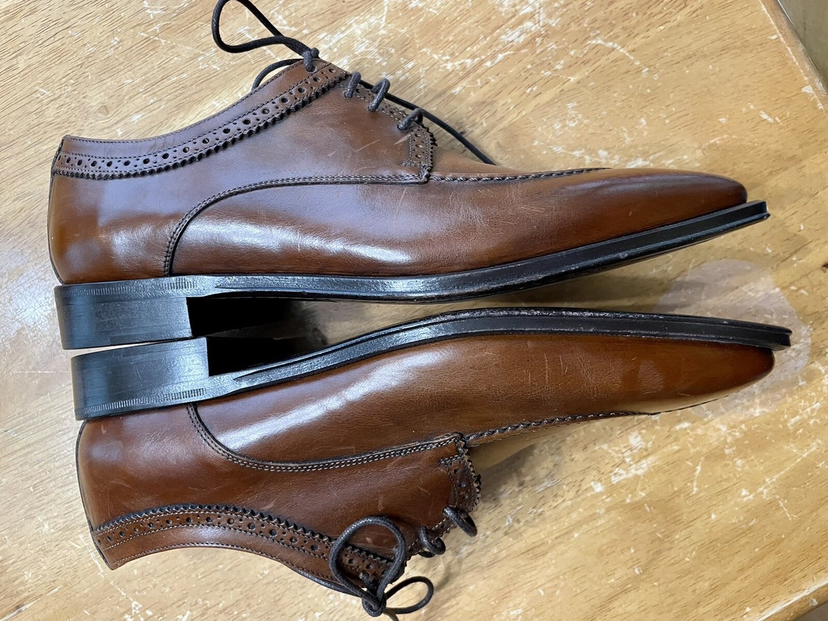Zelli Mario Italian Calf Split Toe Lace Up Brown Mens 9 Medium 9M Shoes Brown Leather Oxford Shoes US 9 Split Toe Derby Lace Up EU  main image 2