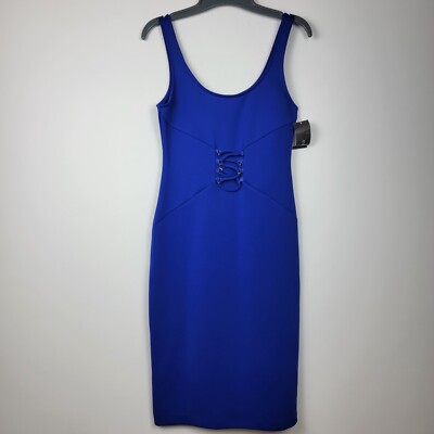Bold Elements Women's Sleeveless Bodycon Pullover Sexy Lace Blue Dress Size XS