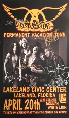 1988 AEROSMITH CONCERT POSTER WALL ART PRINT FACSIMILE SIGNED