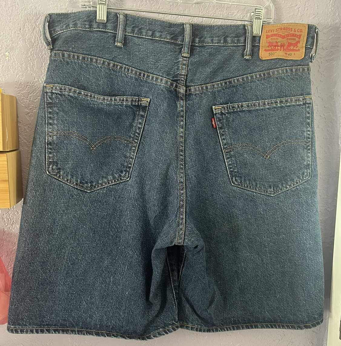 Size 40 Levi's 550 Denim Shorts Levis Mens Relaxed Fit Blue