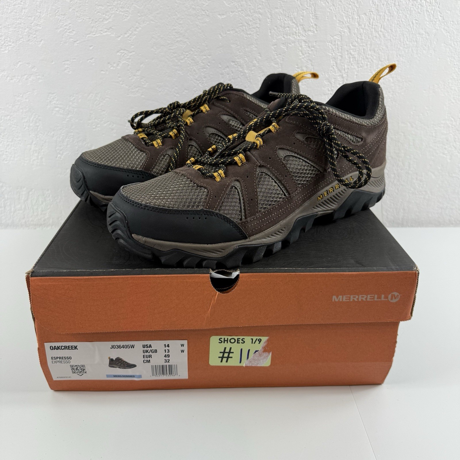 Merrell Oakcreek Uomo Taglia 14 W Sneakers Escursionismo Espresso Marrone J036405W Basse