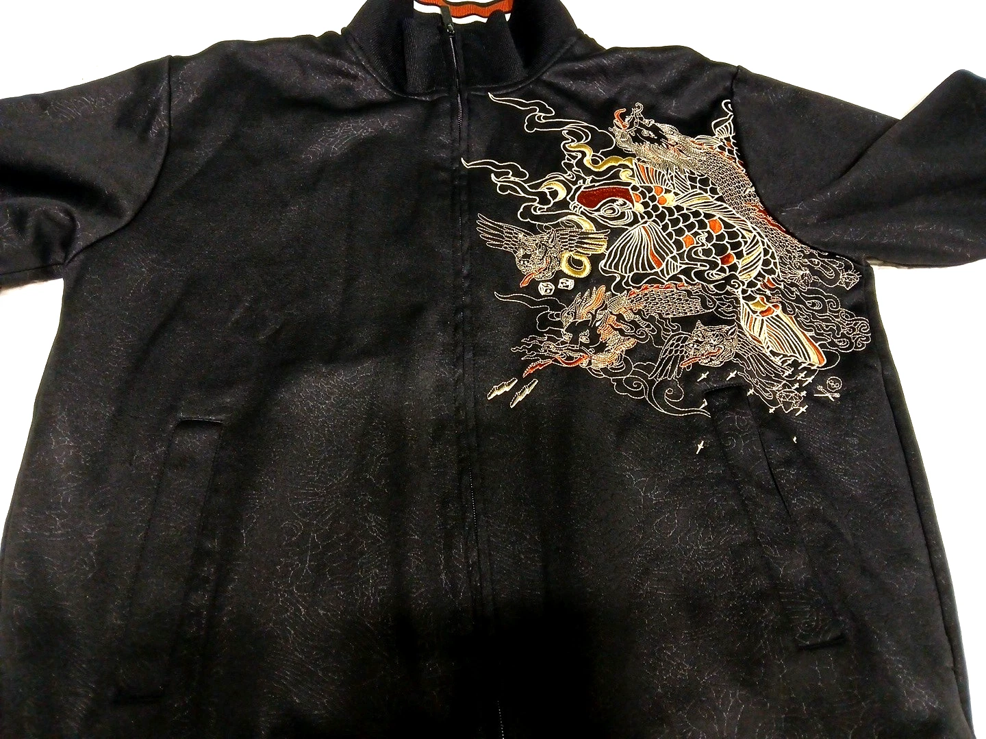 Marc Ecko Cut & Sew Koi Dragon Embroidered Sukajan Track Jacket Mens M Black Y2K image 6
