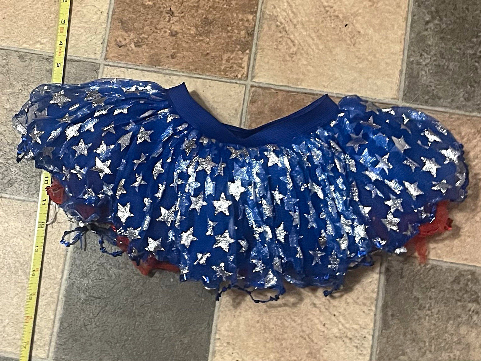 Girls Blue Tutu Skirt Glitter Pattern Pull-On Elastic Waist Halloween costume