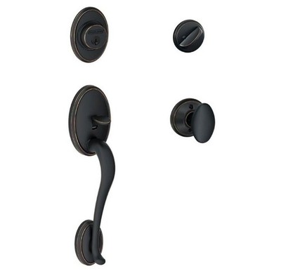 Schlage F60 V WKF 716 SIE WKF Wakefield Aged Bronze Handle Set with Siena Knob