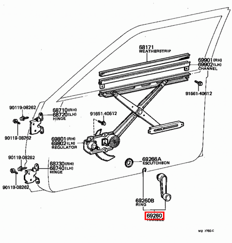 Genuine Toyota LandCruiser 47 45 Series HJ Front Door Window Regulator Handle x2 - Picture 9 of 20