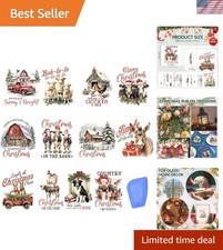 Waterproof Vintage Christmas Rub On Transfers - 24 Sheets for Diverse Projects