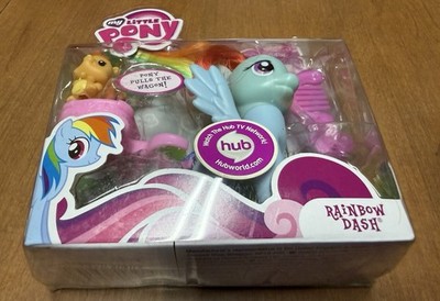 MOC Rainbow Dash G4 Hasbro My Little Pony Squirrel Wagon Brush Storm Cloud Blue