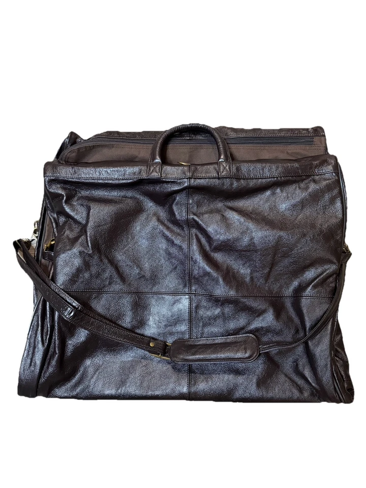 Elegante bolso de tres trajes de cuero negro marrón para hombre Foto 4 de 4