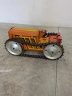 Vintage Marx Tin Litho Bulldozer Wind-up Toy Orange Caterpillar Tractor WORKS