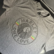 Zion Rootswear BOB MARLEY ONE LOVE Soft Lightweight Heather Gray T-Shirt Medium