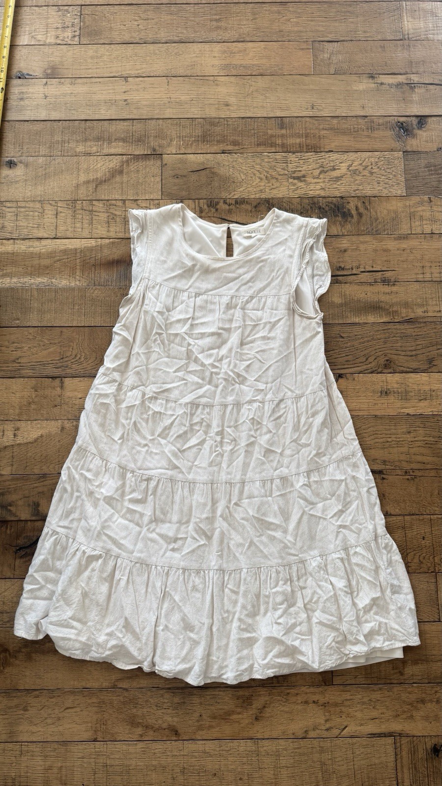 Roolee Mom Dress S White Eyelet Sleeveless Ruffle Trim