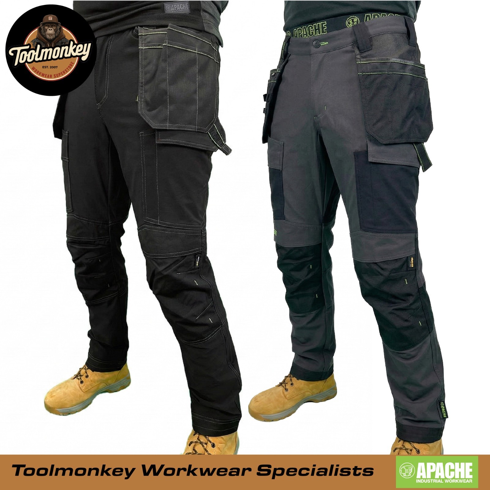 Apache Calgary Stretch Holster Work Trousers 4 Way Stretch Cordura Knee Pads