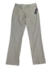 Tommy Hilfiger Mens TH Flex Tate Modern Fit Stretch Plaid Dress Pants Tan 34x34