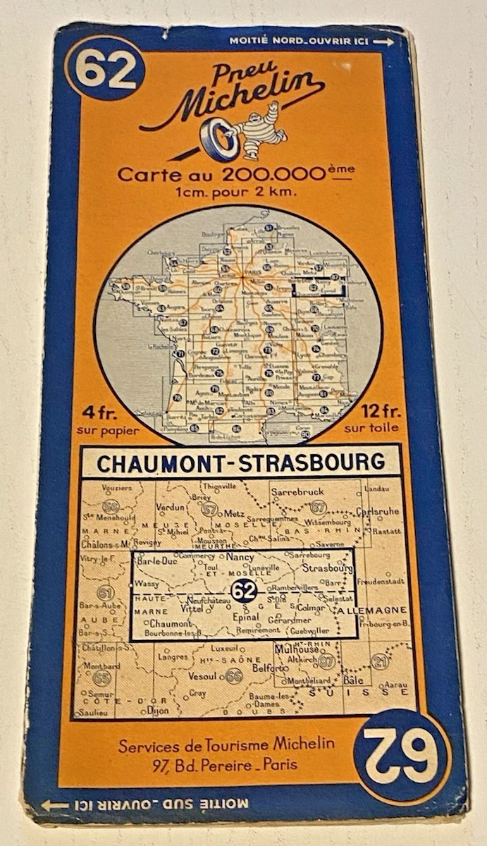 1933 carte Routière MICHELIN N°68-NIORT CHATEAUROUX-french map-free port