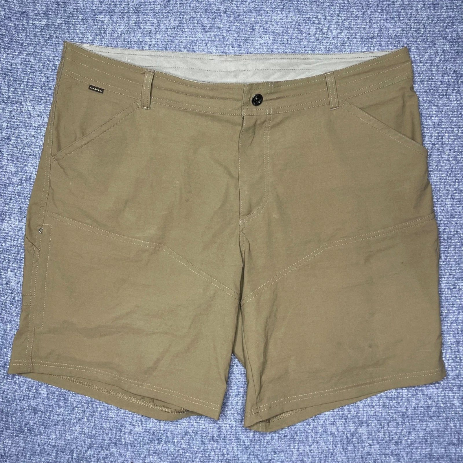 Kuhl Renegade Mens Hiking Shorts Tan Brown Softshell Cargo Size 40 Hiking