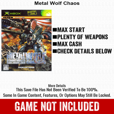 Metal Wolf Chaos 100% Unlocked All Items Xbox USB Save