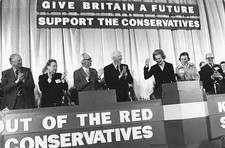 British Prime Minister Margaret Thatcher receiving a standing ovat- Old Photo