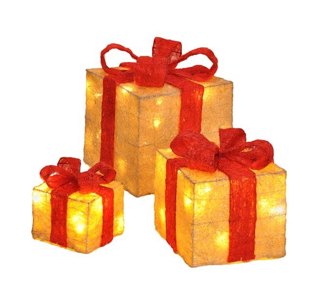 LED Geschenkbox Weihnachten Beleuchtete Geschenkboxen Weihnachtsdeko 3er Set