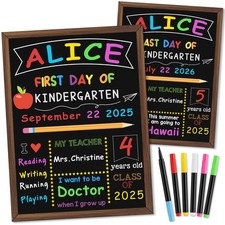First And Last Day Of School Board 10.5 x 14 Inch Double Sided Chalkboard
