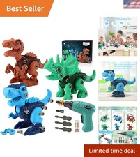 Dinosaur STEM Toys for Kids 3-5, Take Apart Dinosaur Toys with Electric Drill...