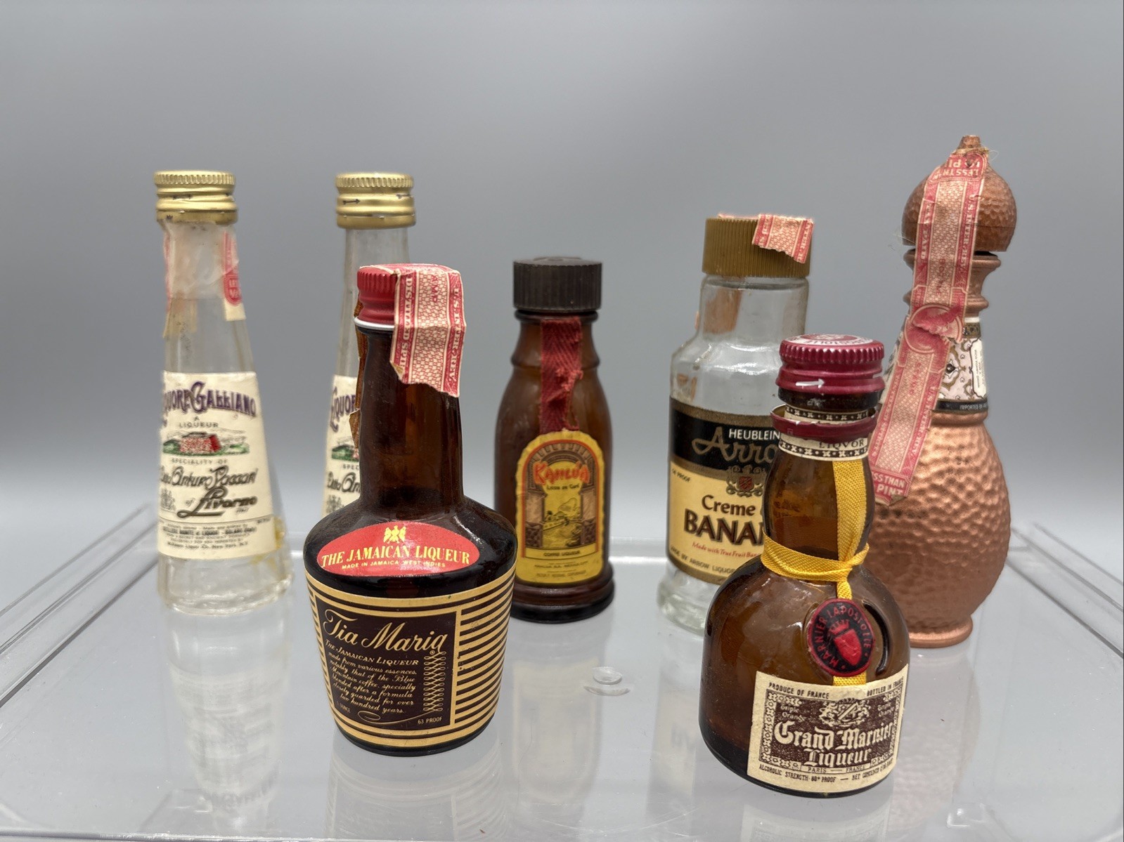 Vintage Miniature Alcohol Bottles Empty Lot of 7
