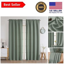 Sage Green Light Filtering Curtains - Soft Faux Linen Drapes, 2 Panels 72 Inch