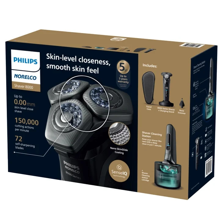 8000, Electric Shaver, Wet & Dry W/ Senseiq Black New Ob