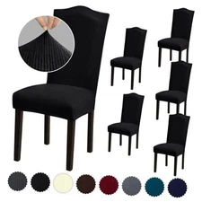 Stretch Dining Room Chair Covers Set of 6, Washable Chair XLarge-6 Pcs .Black