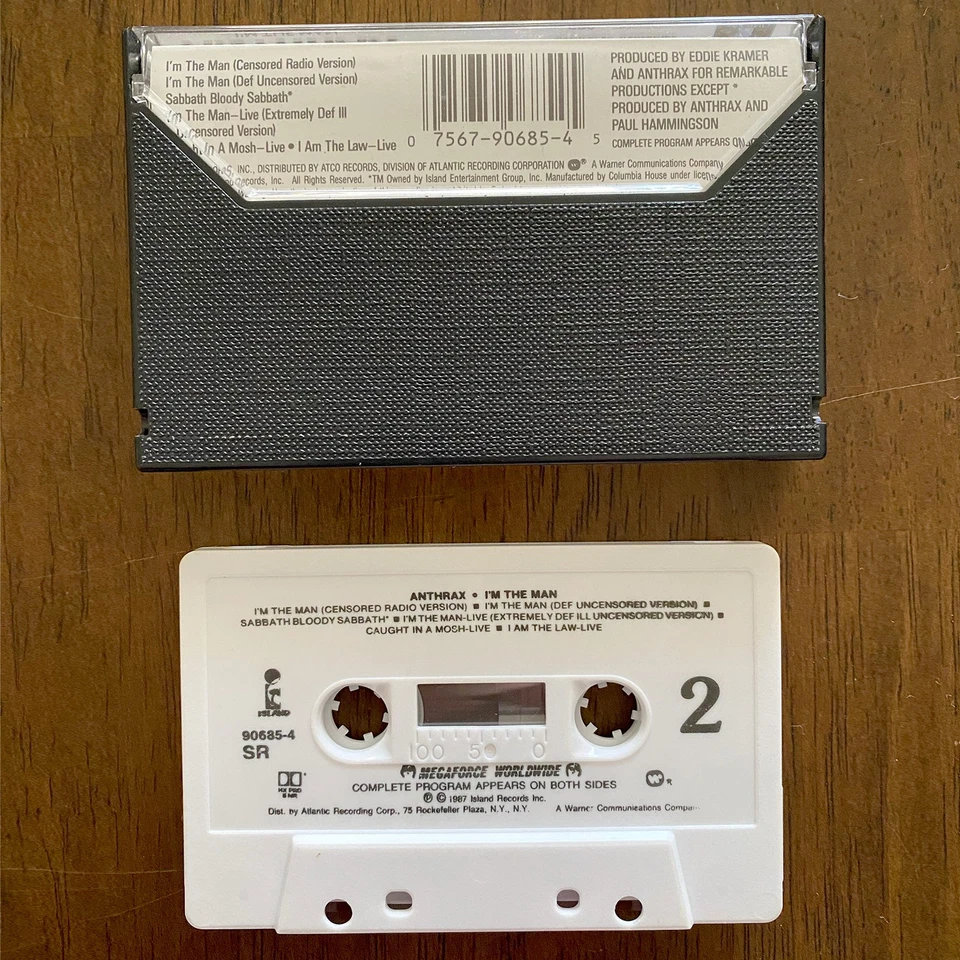 Anthrax I'm the Man (Cassette, 1987) 80s Thrash Metal, white shell, TESTED FULLY - Image 2 of 4