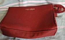 Laura Mercier Red FAUX LEATHER Cosmetic Pouch/Bag 5"x 7"x2" AUTHENTIC