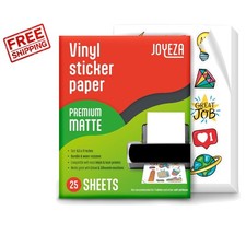 Durable Matte White Vinyl Sticker Paper - 25 Count for Inkjet  Laser Printing