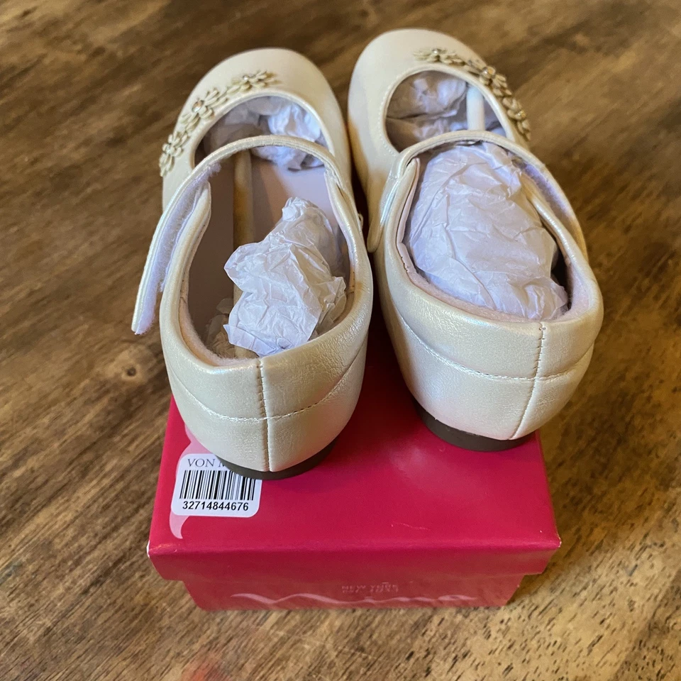 Nina Kids Toddler Girl Shoes 9M Daisy White Shimmer Mary Janes Dressy Flower - Image 4 of 4