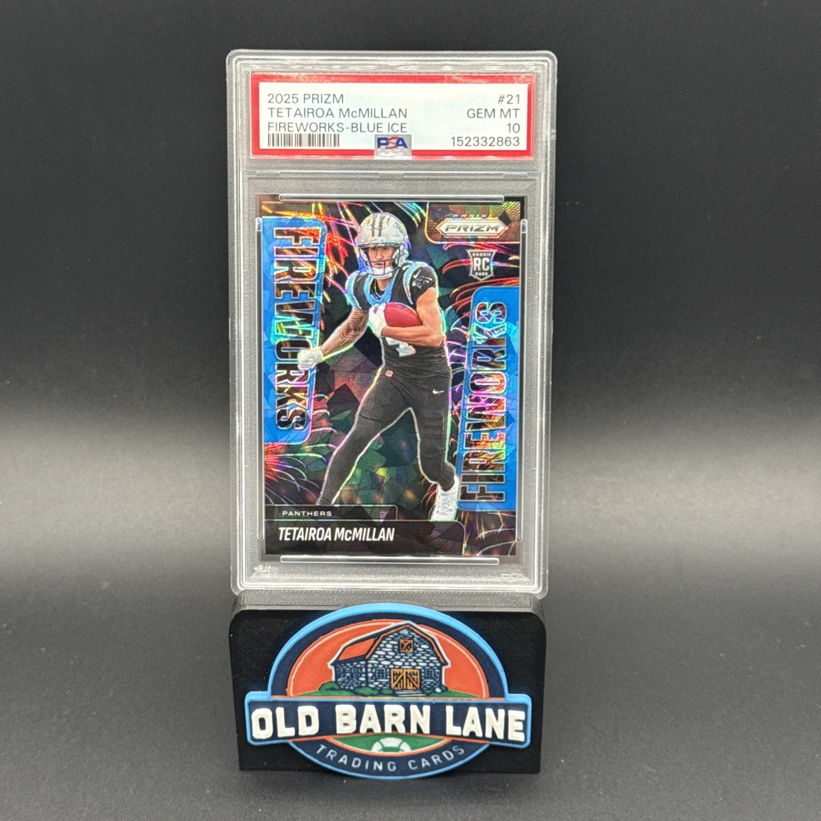 Tetairoa McMillan Panini Prizm Fireworks #21 Blue Ice