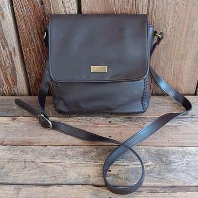 Vintage 90s Y2K ESPRIT Brown Faux Leather Crossbody Bag Purse Handbag *A